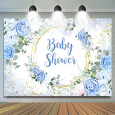 Lofaris Floral Classical Blue Theme Baby Shower Backdrop