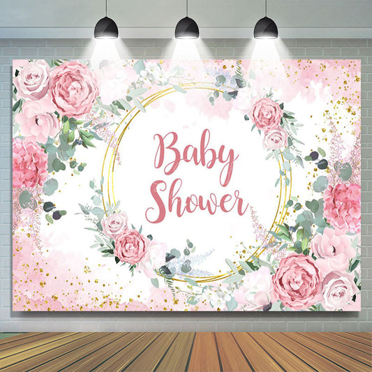 Lofaris Floral Classical Pink Theme Baby Shower Backdrop