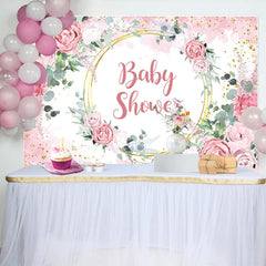 Lofaris Floral Classical Pink Theme Baby Shower Backdrop