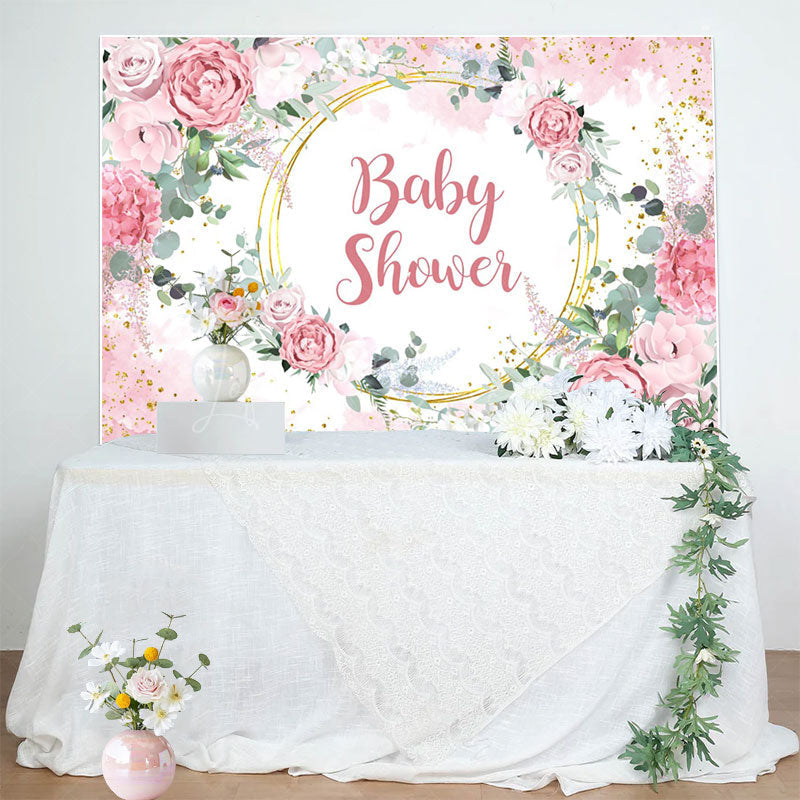 Lofaris Floral Classical Pink Theme Baby Shower Backdrop