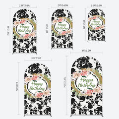 Lofaris Floral Cow Pattern Sweet Happy Birthday Arch Backdrop
