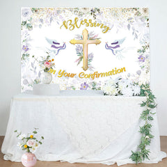 Lofaris Floral Cross Blessing On Your Confirmation Backdrop