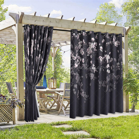 Lofaris Floral Dark Back Waterproof Printed Outdoor Curtains