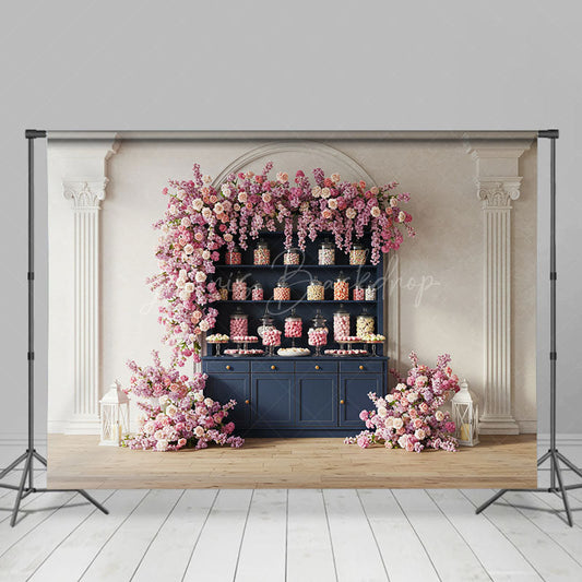 Lofaris Floral Dessert Counter Cute Elegant Wedding Backdrop