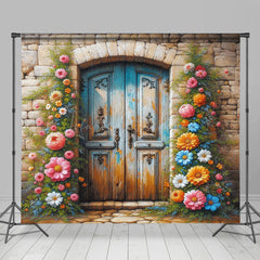Lofaris Floral Door Stones House Fine Art Photo Backdrop
