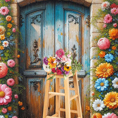 Lofaris Floral Door Stones House Fine Art Photo Backdrop