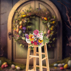 Lofaris Floral Egg Wreath Branch Door Easter Photo Backdrop