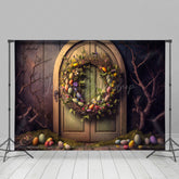 Lofaris Floral Egg Wreath Branch Door Easter Photo Backdrop