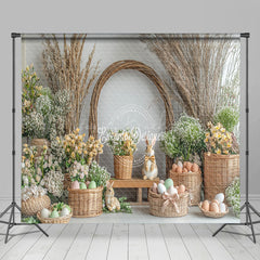 Lofaris Floral Eggs Cabin Spring Easter Room Set Backdrop