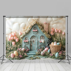 Lofaris Floral Eggs Cabin Spring Easter Room Set Backdrop