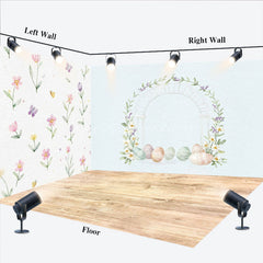 Lofaris Floral Eggs Wooden Floor Easter Room Set Backdrop