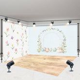 Lofaris Floral Eggs Wooden Floor Easter Room Set Backdrop