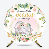 Lofaris Floral Elephant Sweet Peanut Round Baby Shower Backdrop