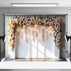 Lofaris Floral Fairy Lights Wall Sweet Wedding Backdrop
