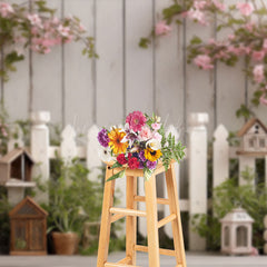 Lofaris Floral Fence Wall In Spring White Photo Backdrop