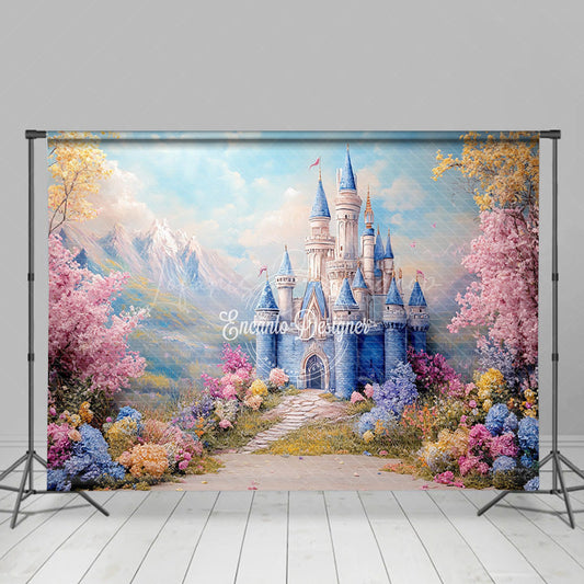 Lofaris Floral Fine Art With Cartoon Castle Wedding Backdrop
