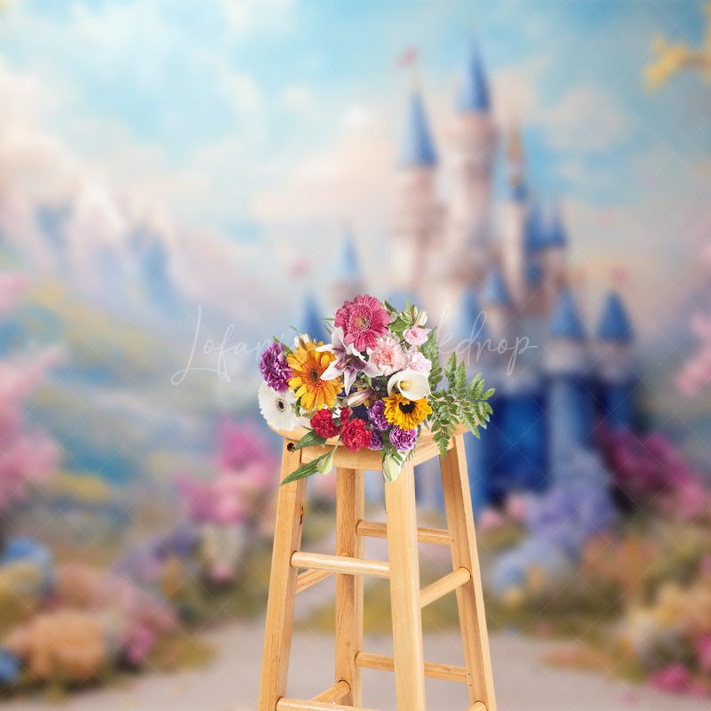 Lofaris Floral Fine Art With Cartoon Castle Wedding Backdrop