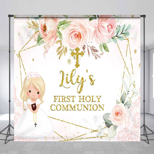 Lofaris Floral First Holy Communion Custom Baptism Backdrop