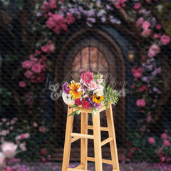 Lofaris Floral Forest Wooden Cabin Romantic Wedding Backdrop
