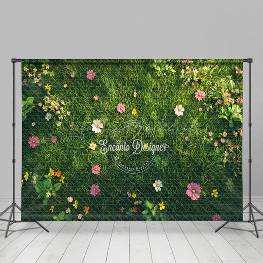 Lofaris Floral Fresh Grass Spring Green Photography Backdrop