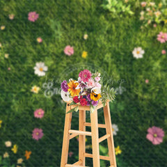 Lofaris Floral Fresh Grass Spring Green Photography Backdrop
