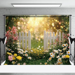 Lofaris Floral Garden And White Fence Spring Bokeh Backdrop