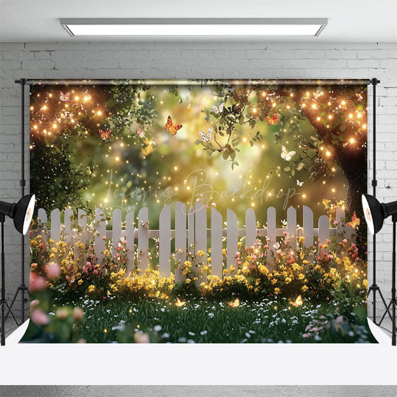 Lofaris Floral Garden Fence With Butterfly Photo Backdrop