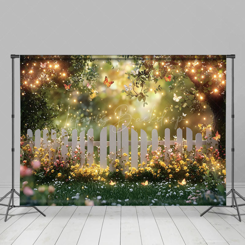 Lofaris Floral Garden Fence With Butterfly Photo Backdrop