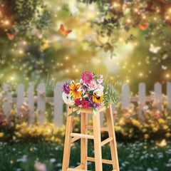 Lofaris Floral Garden Fence With Butterfly Photo Backdrop