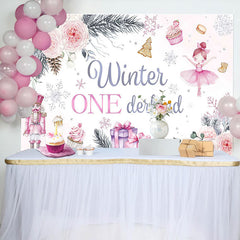 Lofaris Floral Gift Cake Winter Onederland Birthday Backdrop