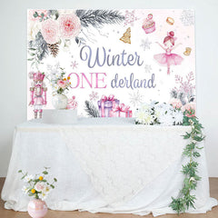 Lofaris Floral Gift Cake Winter Onederland Birthday Backdrop