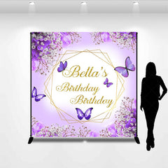 Lofaris Floral Glitter And Violet Custom Birthday Backdrop