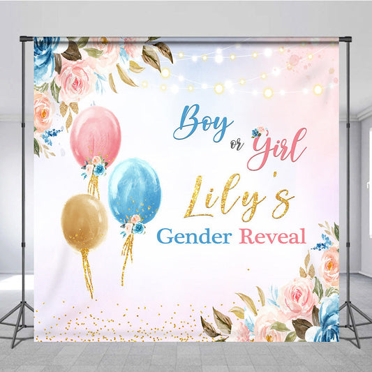 Lofaris Floral Glitter Balloon Custom Baby Shower Backdrop