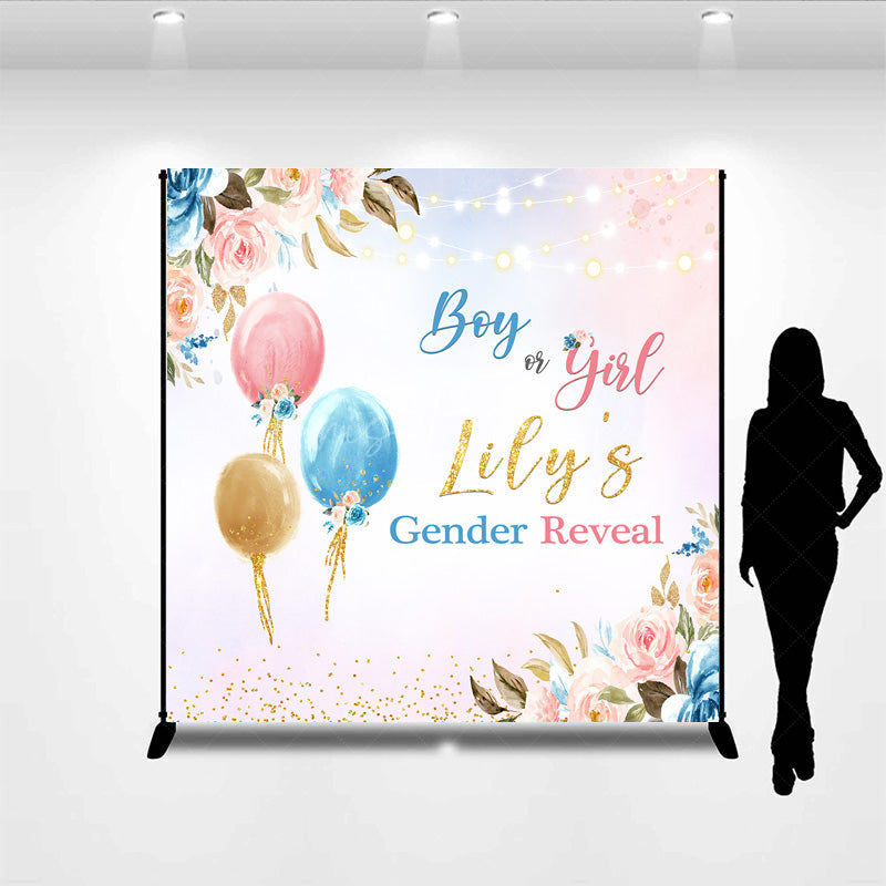 Lofaris Floral Glitter Balloon Custom Baby Shower Backdrop