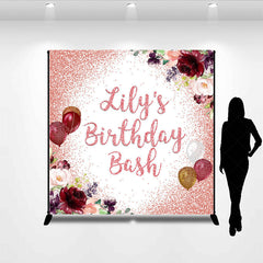 Lofaris Floral Glitter Balloons Custom Birthday Backdrop