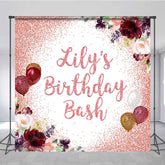 Lofaris Floral Glitter Balloons Custom Birthday Backdrop