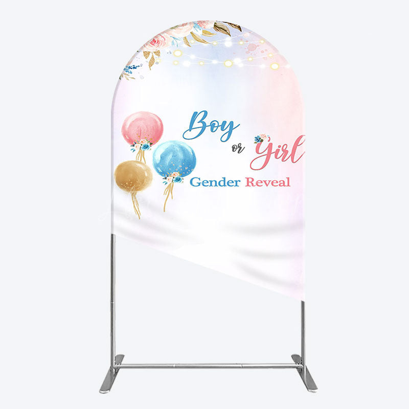 Lofaris Floral Glitter Gender Reveal Sweet Arch Backdrop