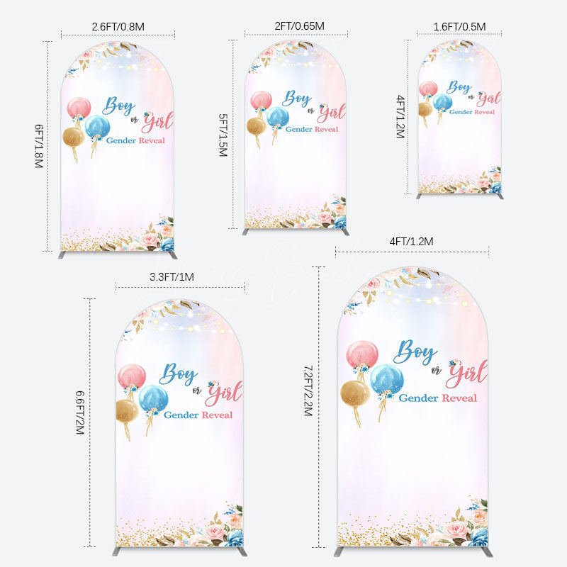 Lofaris Floral Glitter Gender Reveal Sweet Arch Backdrop