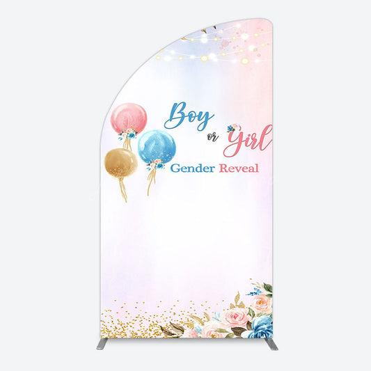 Lofaris Floral Glitter Gender Reveal Sweet Half Moon Arch Backdrop