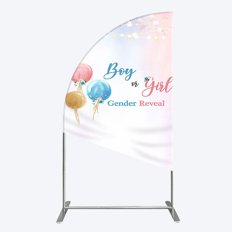 Lofaris Floral Glitter Gender Reveal Sweet Half Moon Arch Backdrop