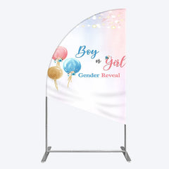Lofaris Floral Glitter Gender Reveal Sweet Half Moon Arch Backdrop