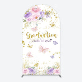 Lofaris Floral Gold Glitter Congrats Graduation Arch Backdrop