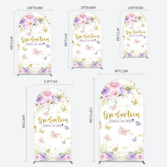 Lofaris Floral Gold Glitter Congrats Graduation Arch Backdrop