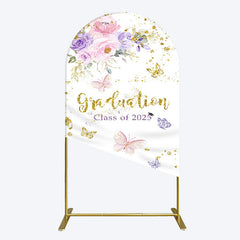 Lofaris Floral Gold Glitter Congrats Graduation Arch Backdrop