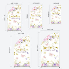Lofaris Floral Gold Glitter Congrats Graduation Half Moon Arch Backdrop