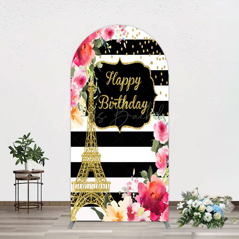 Lofaris Floral Gold Tower Birthday Girl Arch Backdrop