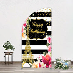 Lofaris Floral Gold Tower Birthday Girl Half Moon Arch Backdrop