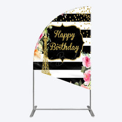 Lofaris Floral Gold Tower Birthday Girl Half Moon Arch Backdrop