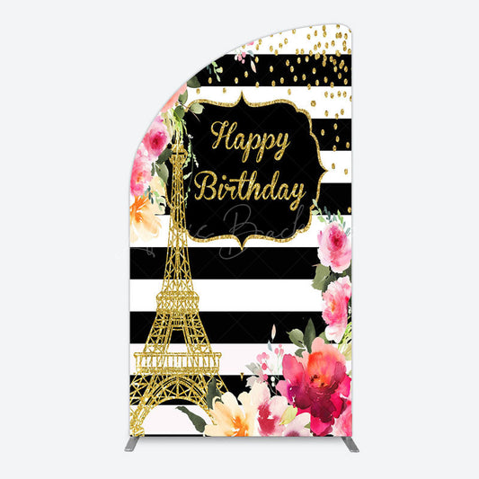Lofaris Floral Gold Tower Birthday Girl Half Moon Arch Backdrop
