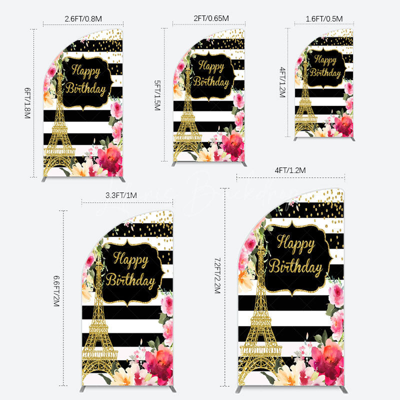 Lofaris Floral Gold Tower Birthday Girl Half Moon Arch Backdrop